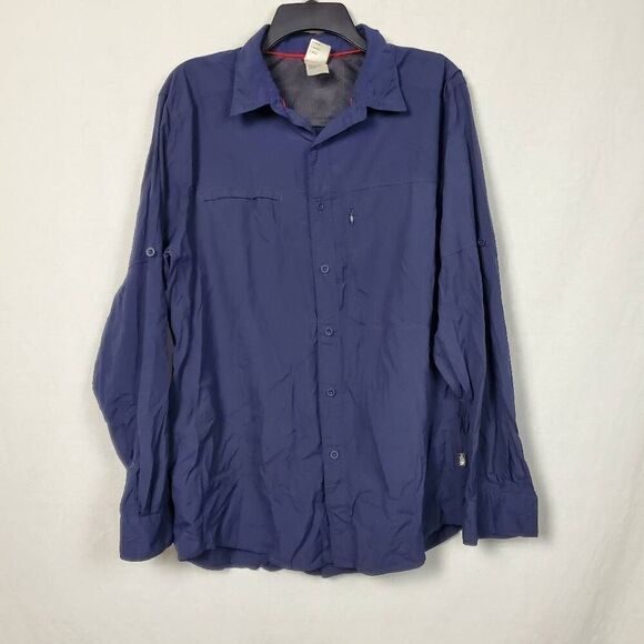 Mens The North Face Large Navy Button Front Fishing Shirt - Picture 1 of 7